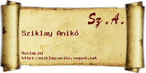 Sziklay Anikó névjegykártya